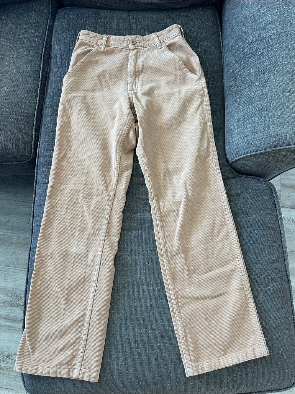 J. Galt Corduroy Straight Leg High Rise Pants Tan Beige Size S